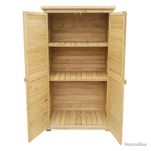 Armoire abri de jardin portes en lamelles 160 cm bois d'pica toit bitum 16_0002170