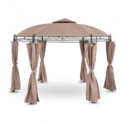 Pergola pavillon barnum tonnelle tente abri gazebo de jardin terrasse beige ronde diamètre 3,5 m 18