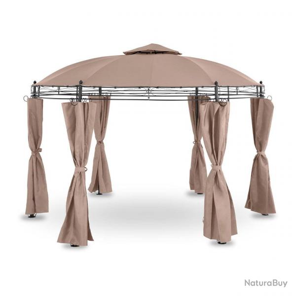 Pergola pavillon barnum tonnelle tente abri gazebo de jardin terrasse beige ronde diamtre 3,5 m 18