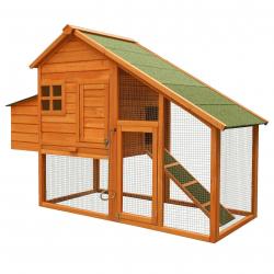 Poulailler avec espaces extérieurs et nichoir en bois de sapin 171 cm brun 16_0000579
