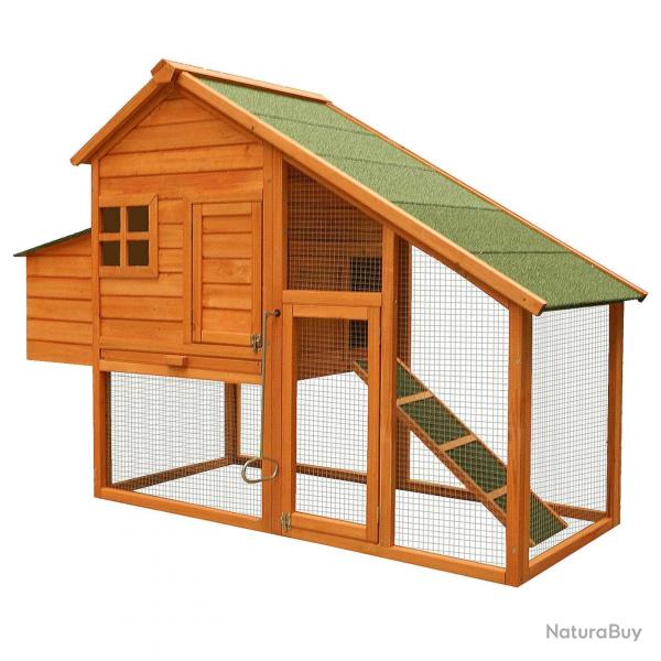 Poulailler avec espaces extrieurs et nichoir en bois de sapin 171 cm brun 16_0000579