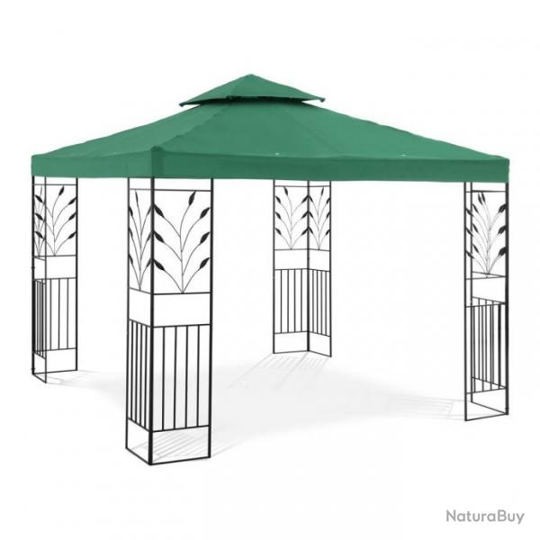 Pergola pavillon barnum tonnelle tente abri gazebo de jardin terrasse beige vert - 3 x 3 m - 180 g/