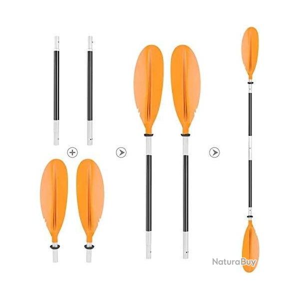 Pagaie 222 cm en aluminium dmontable 4 parties - Orange - Livraison gratuite et rapide