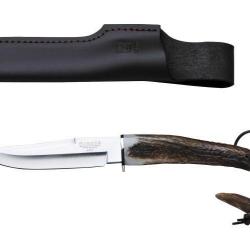 Couteau de chasse à manche en bois de cerf et lame de 14 cm