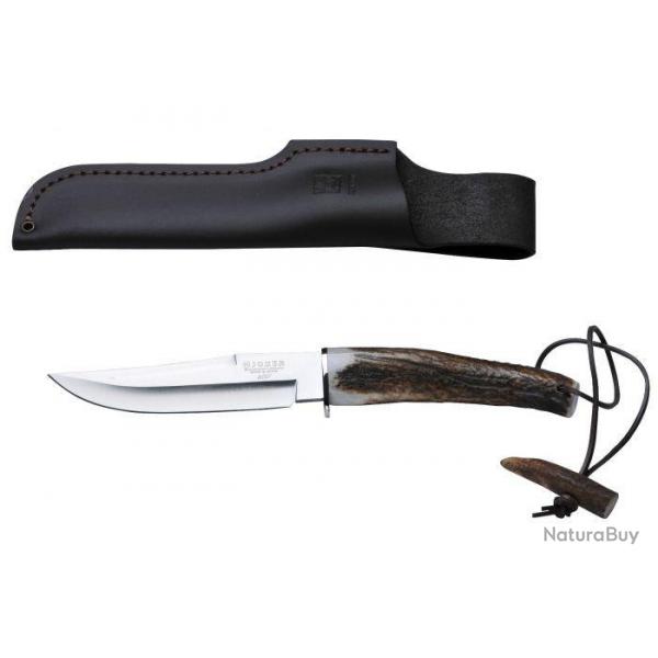 Couteau de chasse  manche en bois de cerf et lame de 14 cm