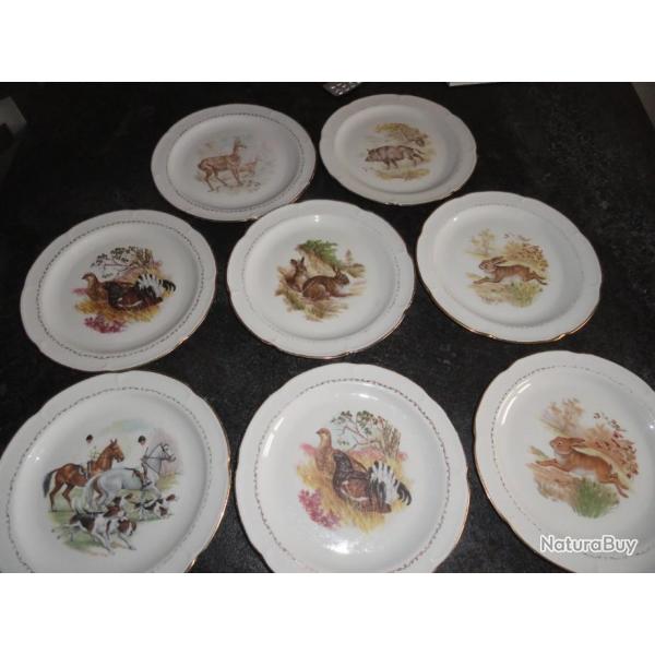 LOT  ASSIETTES  DECOR  CHASSE