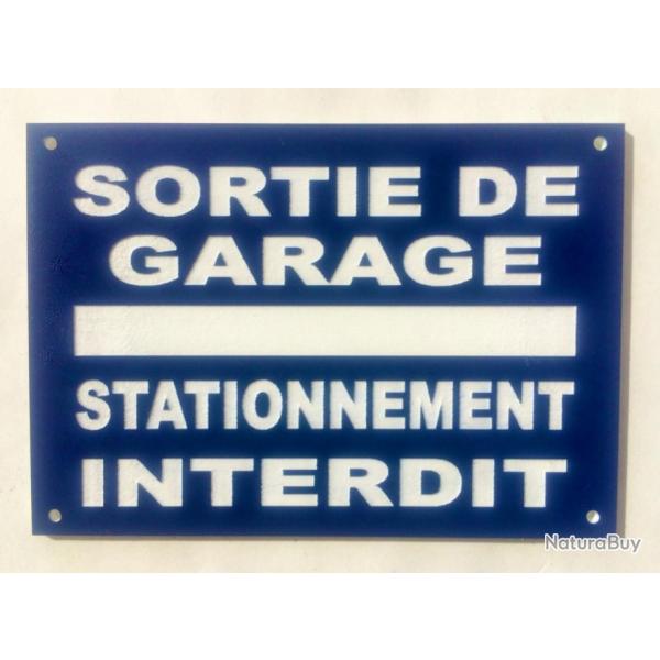 Plaque "SORTIE DE GARAGE STATIONNEMENT INTERDIT" bleu format 100x150 mm