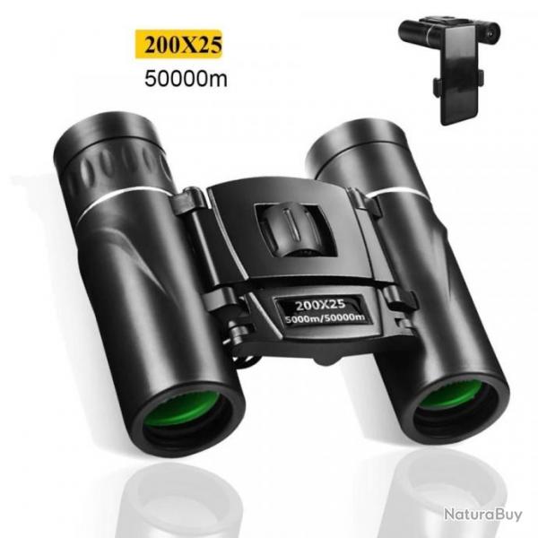 Jumelles 10x25 Puissantes Pliables Longue Porte 200X25 Mini Telescope Luminosite Vision Nocturne