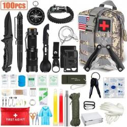 Trousse Survie 100pcs Professionnel Tactique Molle Équipement de Premiers Secours Camping Chasse