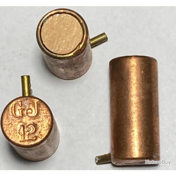12 mm  Broche  grenaille - marquage en creux = GJ 12 - tui cuivre de 25 mm