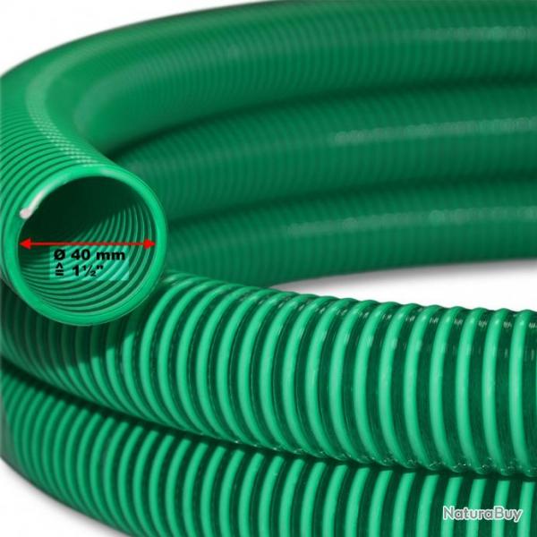 Tuyau d'aspiration 5 m  pression diamtre 40 mm (1 1/2") spirale renforcement vert 16_0001623