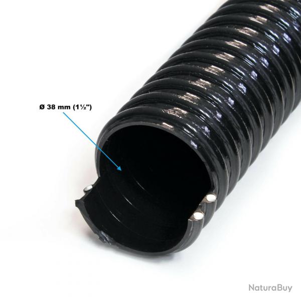 Tuyau d'aspiration 10 m spiral diamtre 38 mm (1 1/2") tuyau d'aspiration noir 16_0001620