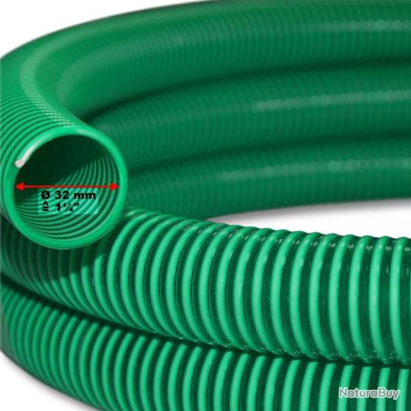 Tuyau d'aspiration 5 m  pression diamtre 32 mm (1 1/4") spirale renforcement vert 16_0001585