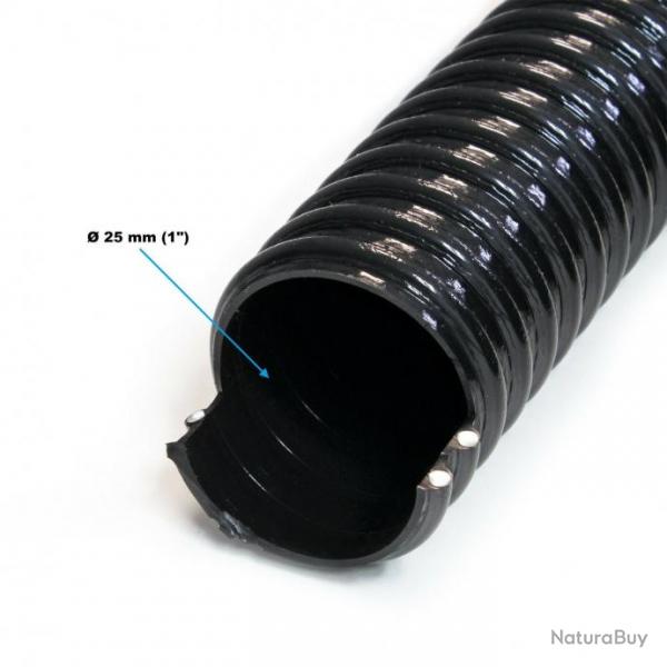 Tuyau d'aspiration 5 m diamtre 25 mm (1") spirale renforcement annel l'eau noir 16_0001583