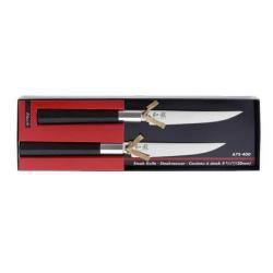 67S.400-Coffret 2 couteaux à steak Kai Wasabi black inox