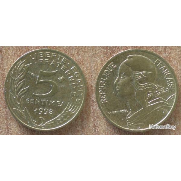 France 5 Centimes 1998 Piece Lagriffoul Centime De Franc Francs