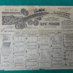 planche papier de la société Vauclusienne de pyrotechnie 1907.