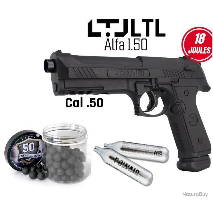 Pistolet de Défense 18 Joules LTL Alfa 50 18 J + 100 Billes