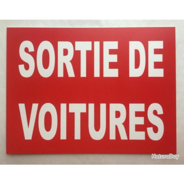 Panneau "SORTIE DE VOITURES" format 200 x 300 mm fond ROUGE