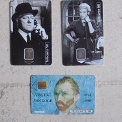 3 anciennes Telecartes GABIN / SIGNORET / VAN GOGH Collectors