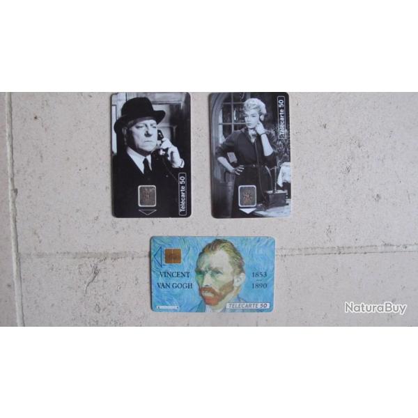 3 anciennes Telecartes GABIN / SIGNORET / VAN GOGH Collectors