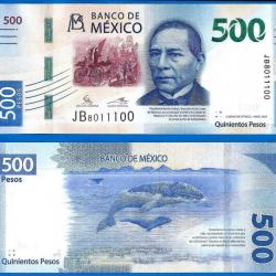 Mexique 500 Pesos 2021 Neuf Billet Peso Amerique Mexico