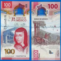Mexique 100 Pesos 2022 Neuf Billet Polymere Peso Mexico Papillon