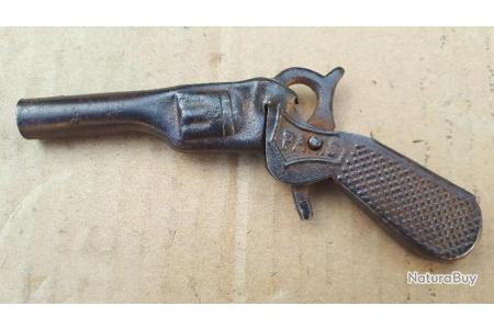 Pistolet jouet amorce années 30 PAF en tôle emboutie et pliée