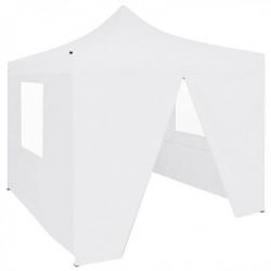 Tente de réception pliable avec 4 parois 3x3 m Acier Blanc 48861