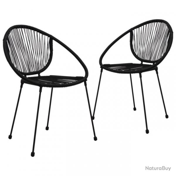 Chaises de jardin 2 pcs PVC Rotin Noir 48566