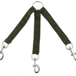Accouple nylon vert pour trois chiens