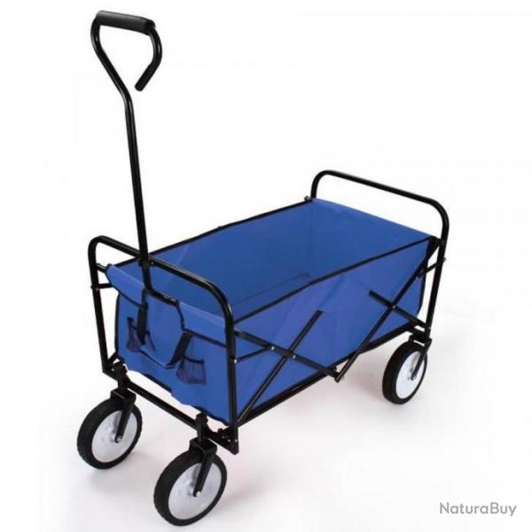 TOP ENCHERE - Chariot de jardin pliable bleu 90 x 53 x 63 cm -  70 kg - Livraison gratuite et rapide