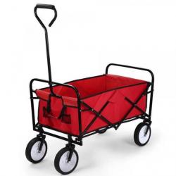 Chariot de jardin pliable rouge 90 x 53 x 63 cm - Max. 70 kg - Livraison gratuite et rapide