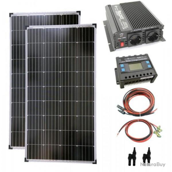 Kit solaire 280W avec rgulateur et convertisseur - Livraison gratuite et rapide