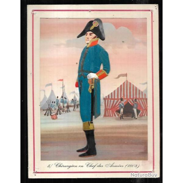 chirurgien en chef des armes 1803 premier empire , gravure en relief carton publicitaire
