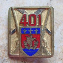 insigne pucelle 401° R.A.A.  Régiment d'Artillerie Antiaérienne curiosité épingle inversée d'origine