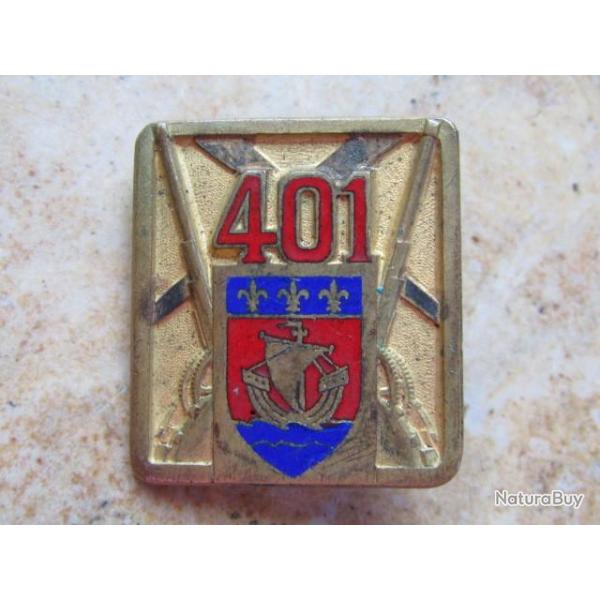 insigne pucelle 401 R.A.A.  Rgiment d'Artillerie Antiarienne curiosit pingle inverse d'origine
