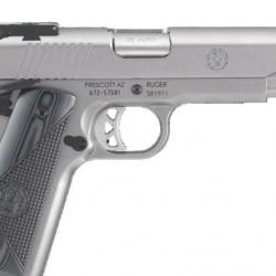 Pistolet Ruger SR1911 cal. 10mm auto TARGET 5" 8+1 cps Couleur Stainless steel Visée réglable Bomar
