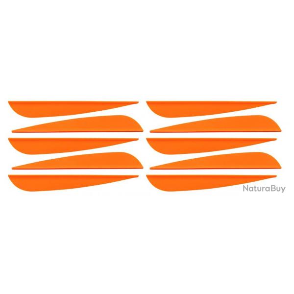 10 Plumes plastique paraboliques orange 9,7 x 1,2 cm