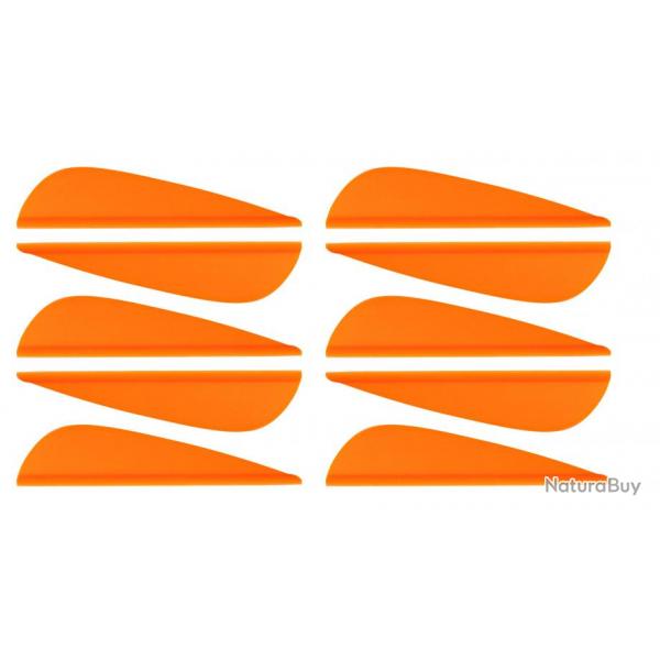 10 Plumes plastique paraboliques orange 4,3 x 0,9 cm