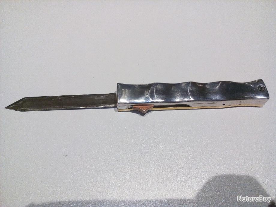 Couteau Automatique Double Action - Manche Aluminium Anodisé Noir, Lam