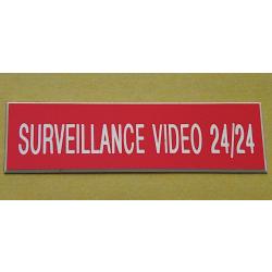 Plaque adhésive SURVEILLANCE VIDEO 24/24 rouge Format 29x100 mm