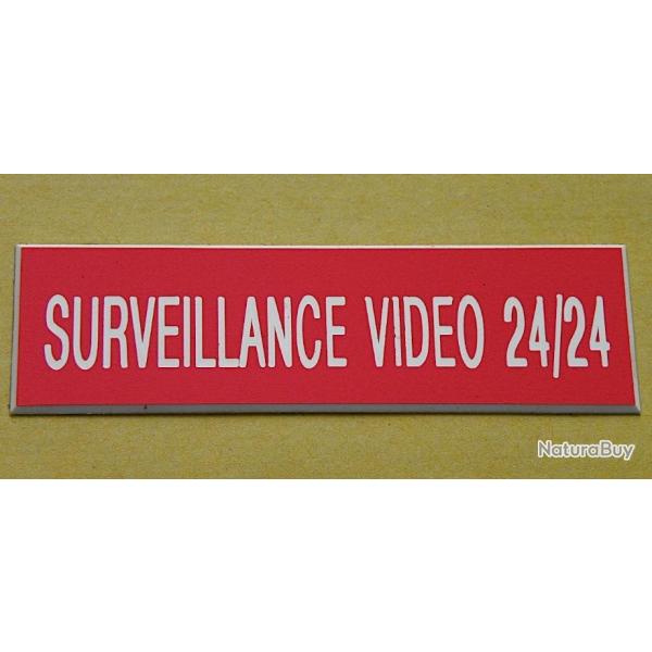 Plaque adhsive SURVEILLANCE VIDEO 24/24 rouge Format 29x100 mm