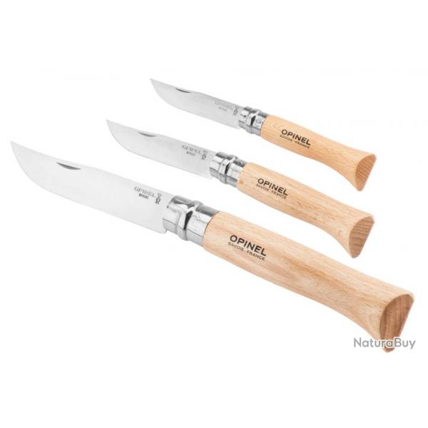 Lot de 3 Couteaux Opinel Inox Numro 7