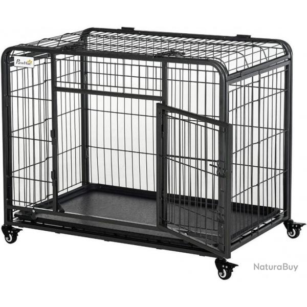Cage pour chiens 94 x 58 x 69 cm sur roues - Pliable - LIVRAISON GRATUITE ET RAPIDE