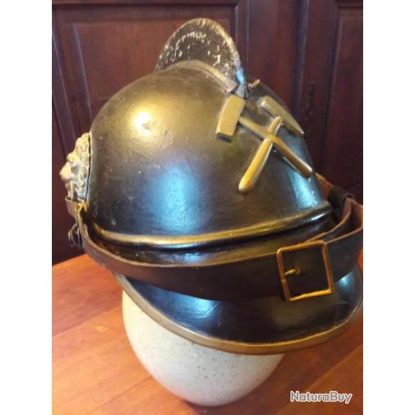 Rare casque Bavarois de pompier des mines.