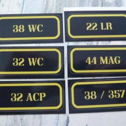 Stickers caisse à munition # 32 acp / 32 wc / 38 wc / 38 / 357 44 mag