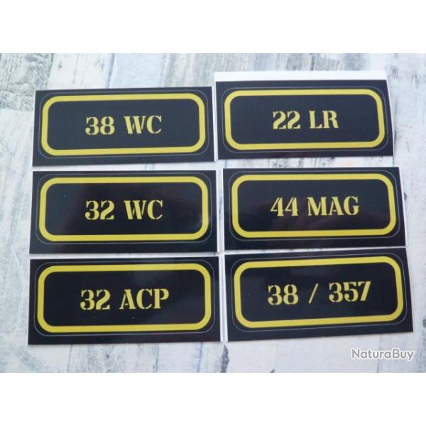 Stickers caisse  munition # 32 acp / 32 wc / 38 wc / 38 / 357 44 mag