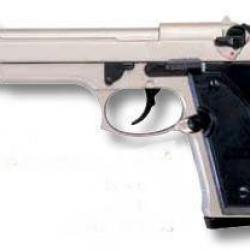 Pistolet Bruni 92 auto Nickelé Cal.9mm blanc ou à gaz