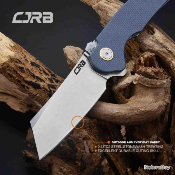 Couteau CJRB Cutlery Crag Recoil-Lock Gray Lame Acier D2 Manche G10 Linerlock Clip J1904RGYF